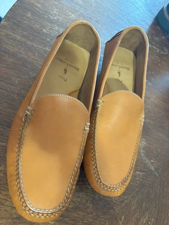 Polo by Ralph Lauren Men’s Cognac Leather Slip-On Loafers