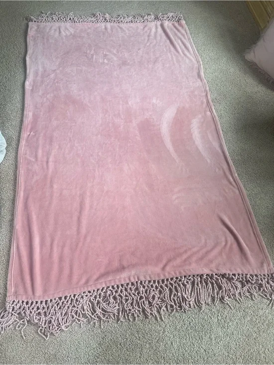 Blush Pink Fringe Throw Blanket