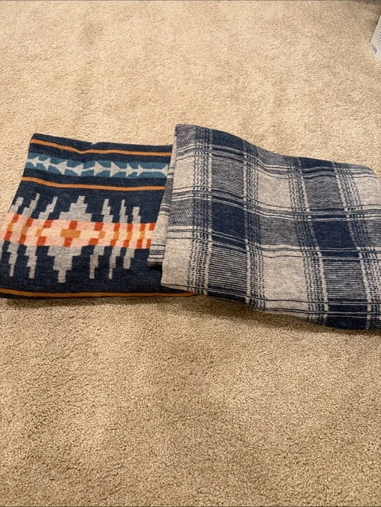 Blue Patterned Throw Blankets - Geometric & Plaid
