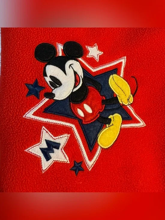 Mickey Mouse Fleece Blanket Embroidered Appliqué Red Disney Store