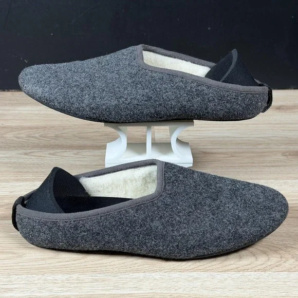 Mahabis Shoes Mens Size 8 Gray Classic Wool Mule Lined Slip On Loafers Portugal