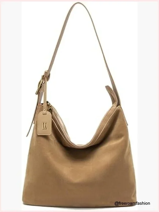 Genuine Leather Suede Hobo Bag Tote Shoulder Crossbody Vintage