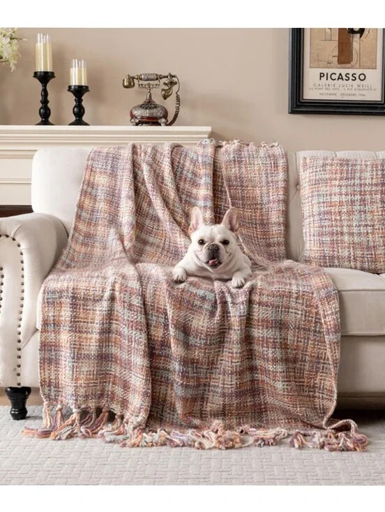 Feabuccy NWT Knit Throw Blanket With Tassels 50