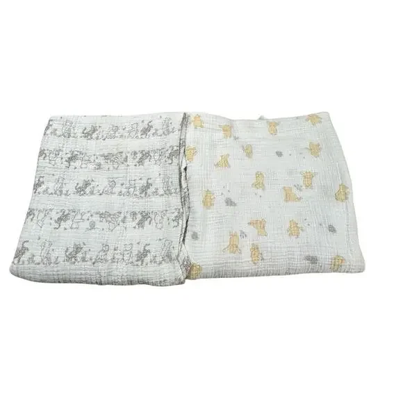Aden + Anais Disney Winnie The Pooh Muslin Baby Blankets Lot of 2 Security Lovey