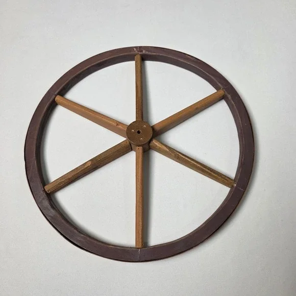Wagon Wheel 6-Spoke 13.5in Rustic Farmhouse Western Country Wall Decor
