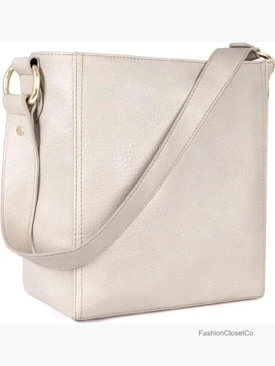 Faux Leather Hobo Bag with Zipper Closure and Shoulder Strap