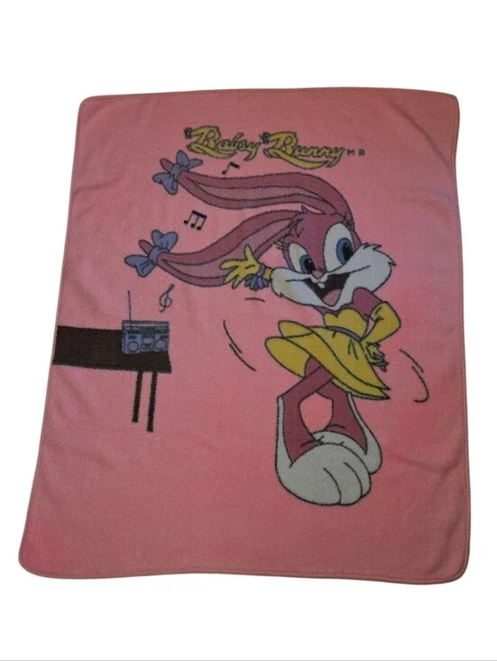 Vintage RARE 1993 Tiny Toons Adventures Babs Bunny 55x45 Pink Throw