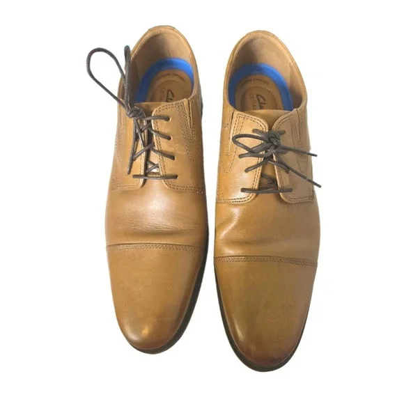 Clarks Mens Tan/Light Brown Tilden Cap Shoes US 13W