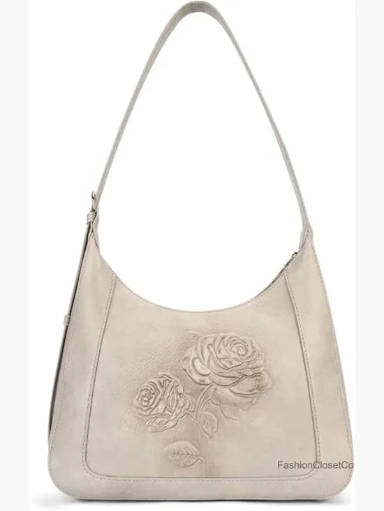 Vegan Leather Embossed Hobo Purse with Adjustable Strap, Compact Daily Handbag