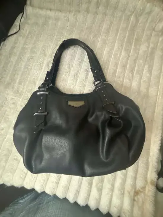 Simply Vera Vera Wang Black Faux Leather Slouchy Hobo Satchel Handbag