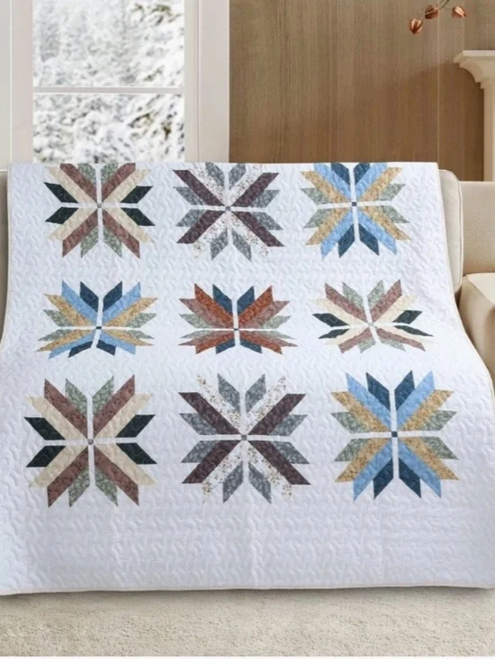 Barn Quilt Star Printed Quilted Throw Blanket