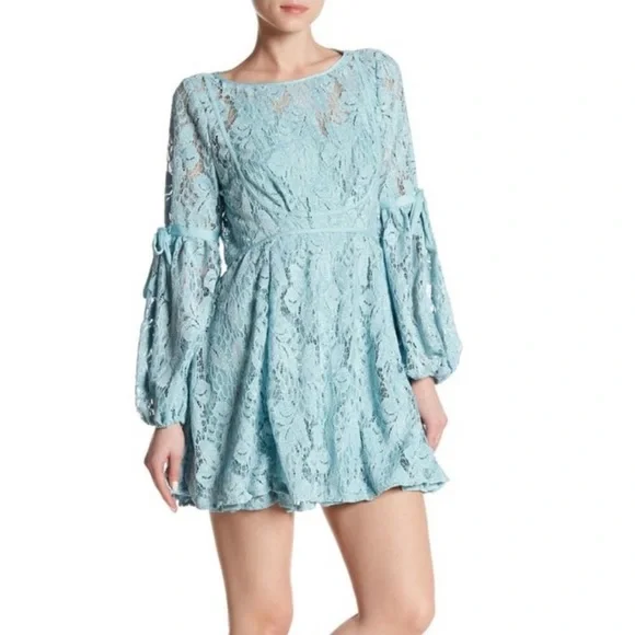 Free People Ruby Crochet Mini Dress Sea Foam M