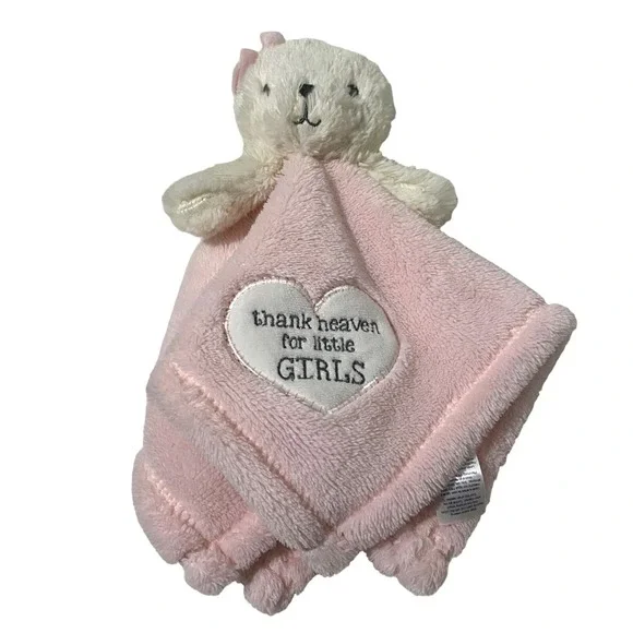 Thank Heaven For Little Girls Teddy Bear Lovey Plush Pink Security Blanket 2018