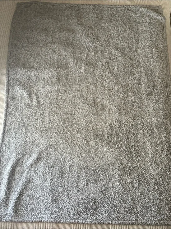 Solid Gray Textured Plush Throw Blanket