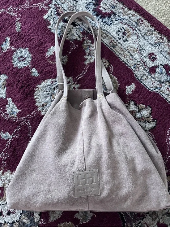 Haute Hippie Grey Suede Hobo Bag