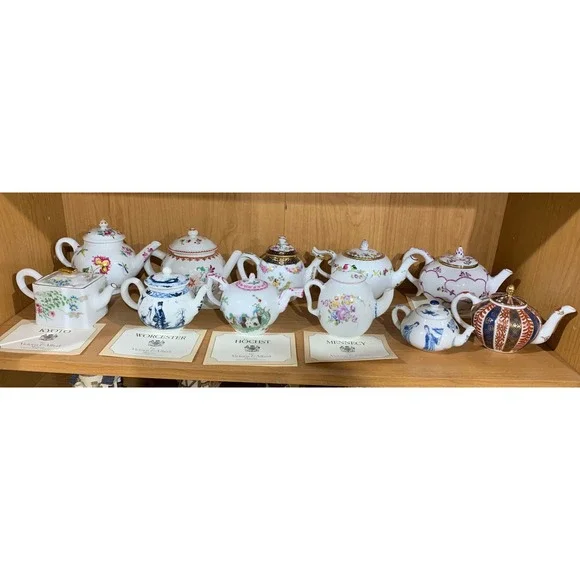 Franklin Mint Rare Porcelain Teapot Cottage French Country Minimalist Luxe 11 pc