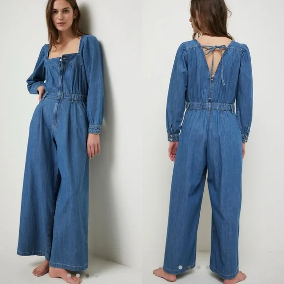 Free people we the free Clara Denim Jumpsuit