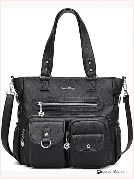 Large Crossbody Hobo Tote Bag with Adjustable Strap, Vegan Leather
