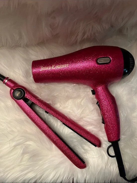 Juicy Couture Sparkling Fuchsia Hair Dryer and Flat Iron Set