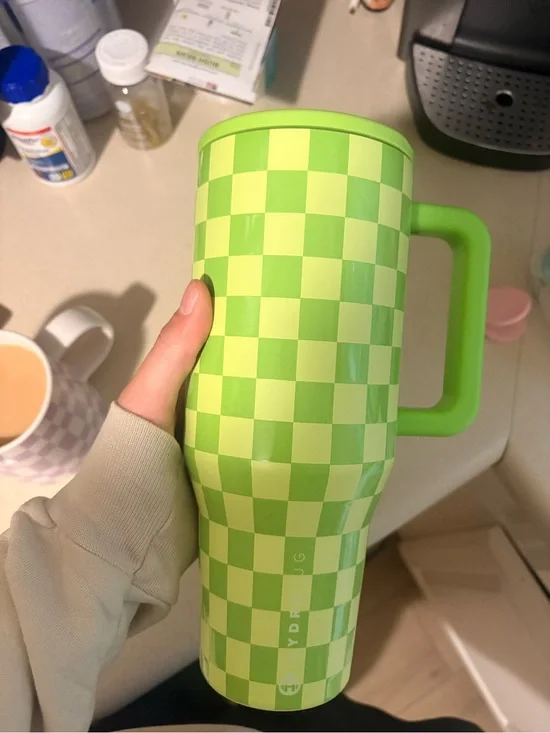 HydroJug Green Checkered Travel Mug - Lime Green 40oz