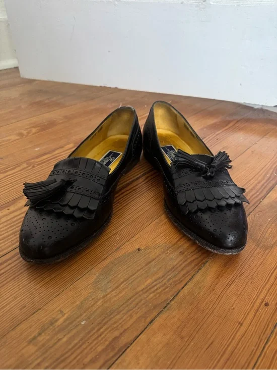 COLE HAAN Shoes Mens 8.5 M Black Leather Bragano Tassel Kiltie Loafer Made Italy