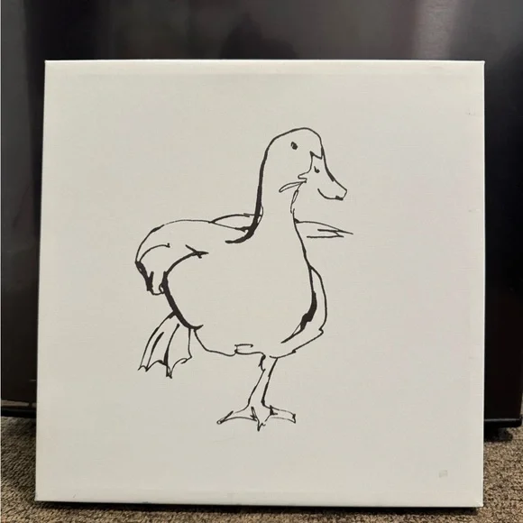 Minimalist Black Line Duck Canvas Art