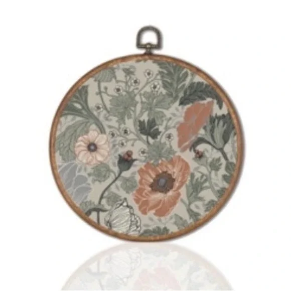 Botanical Floral Wall Decor Art Canvas Round Embroidery Hoop Frame 10 Inch‎