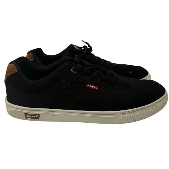 Levi’s Men’s 13 Shoes Black Sneakers Brown Heel Casual Low Top