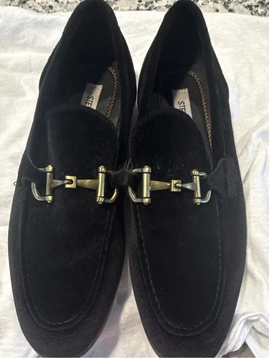 Steve Madden Black Suede Horsebit Loafers