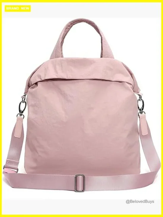 Large Nylon Hobo Tote Bag with Straps, 19L for Travel Gym
