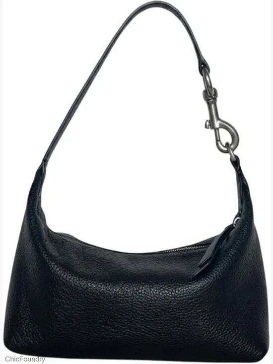 Genuine Leather Minimalist Hobo Crossbody Bag