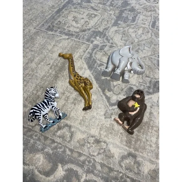 Set Of 4 Vintage Burwood Products Jungle Safari Zoo‎ Animals Wall Art Plaque