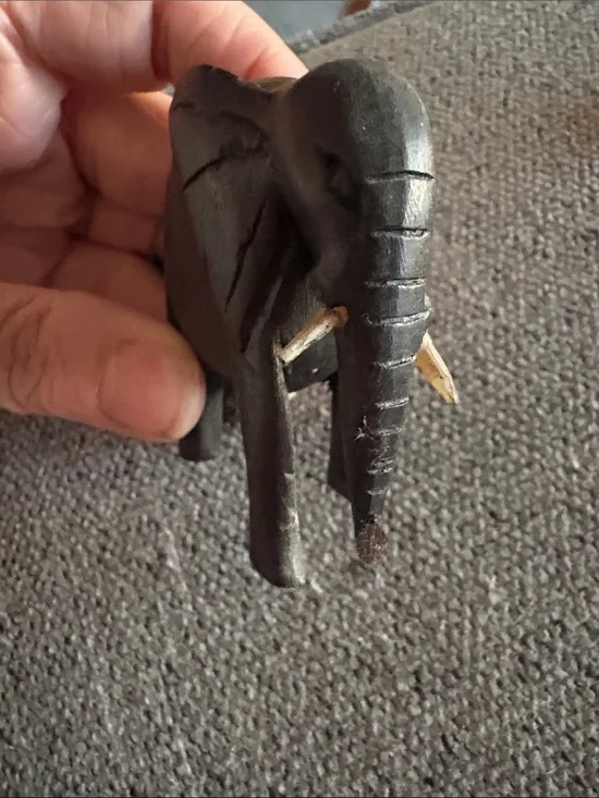 Vintage Ebony Hand Carved Elephant Figurines - Set of 3