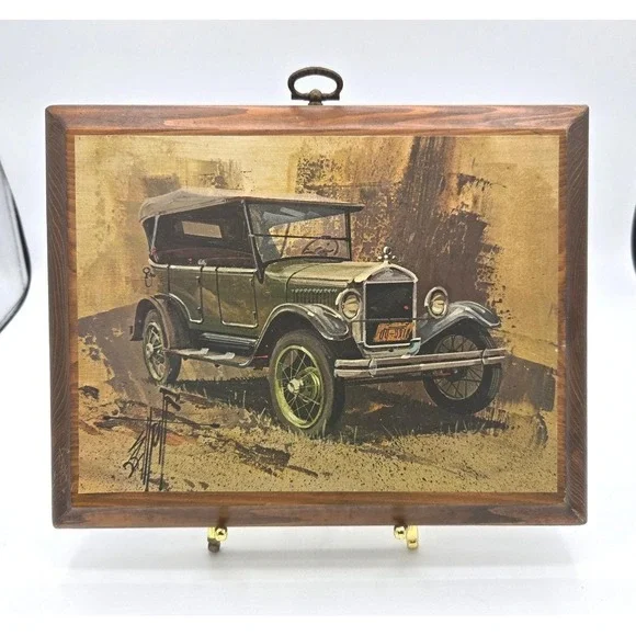 Vintage Ford Model T Wooden Wall Plaque - Classic Antique Car‎ Decor