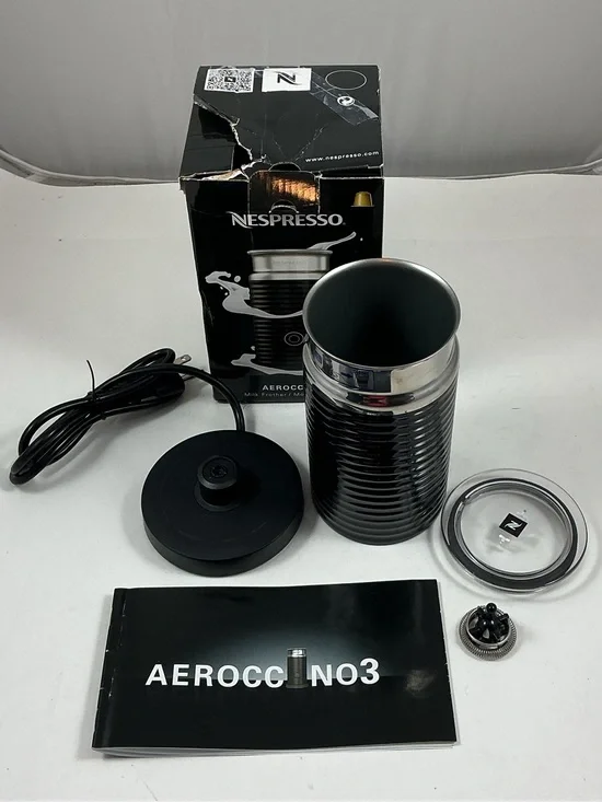 New Nespresso Aeroccino 3 Electric Milk Frother Black 3694-US-BK Open Box