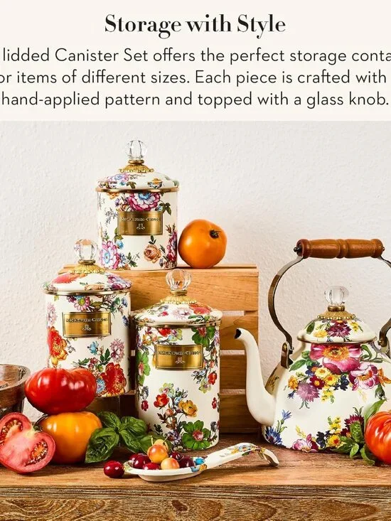 MACKENZIE-CHILDS Enamel Canisters, Versatile Kitchen Storage Containers