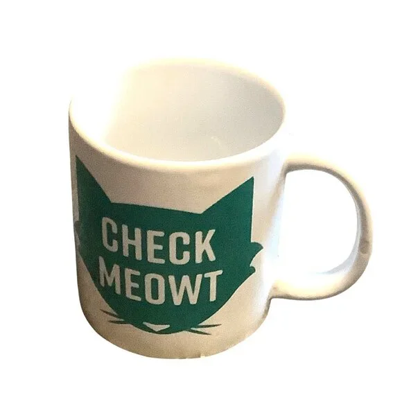 Check‎ Meowt White Ceramic Coffee Mug Cat Royal Norfolk 3.75” Kitty Cat Lover