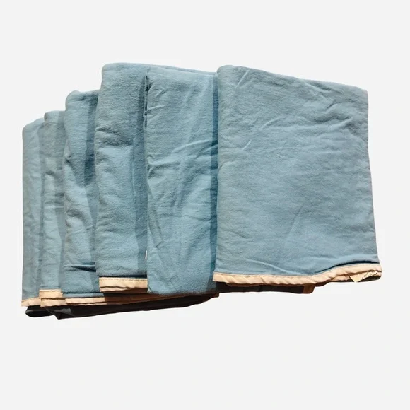Soft Blue Blankets 35.5x47 with White Trim Set of 6