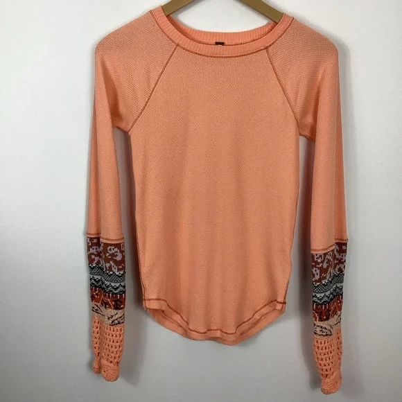Free People In The Mix Cuff Thermal Top Size Medium