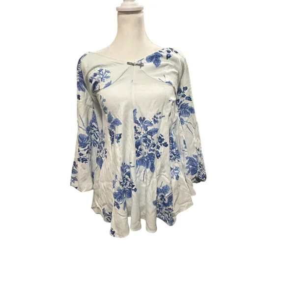 Free People Size Small Francesca‎ Boho Mini Dress Floral Long Sleeve V-Neck