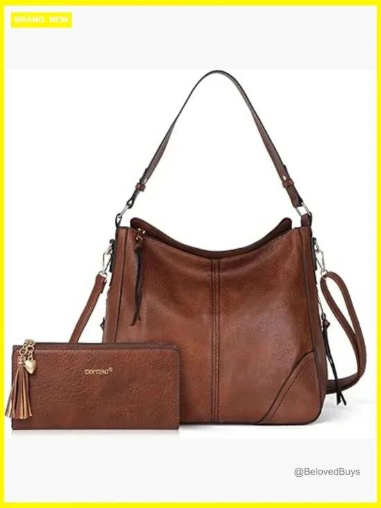 2pcs PU Leather Hobo Crossbody Bag Set with Wallet