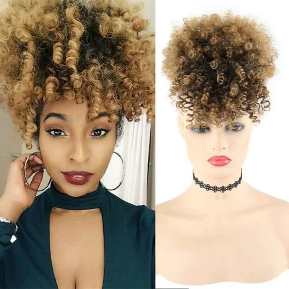 Blooming Hair Drawstring Ponytail With Bang