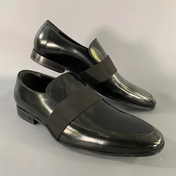 BURBERRY Size 7 Black Leather Slip On Loafers