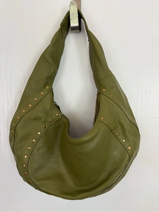 Paradox Olive Green Studded Leather Hobo