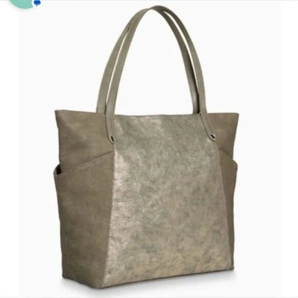 Stella & Dot Bleeker Gold Metallic Zip Top Tote Travel School Baby-bag‎ Market