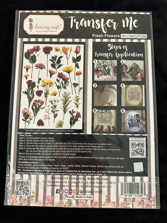 New Sealed Dress My Craft Transfer Me Fresh Flowers Floral Dip In Water Transfer