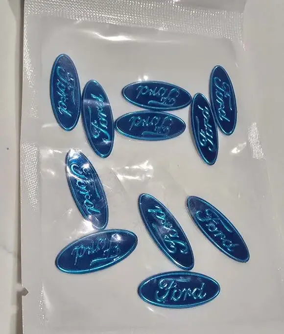 Set of 11 blue Ford oval logo decal emblems for key fobs or interior trim