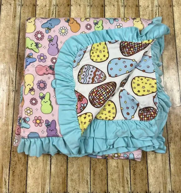 Posh Peanut Addison Mae Peeps Luxe Patoo Bamboo Blanket Ruffle 60x60