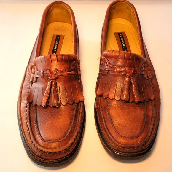 FLORSHEIM Men's 9D Brown Leather Moc Toe Tassel Kiltie Loafers‎ 18170 Brazil