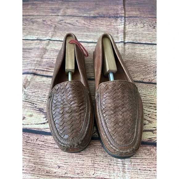 Johnston‎ & Murphy Tidwell Woven Loafers Brown Sheepskin Men 11